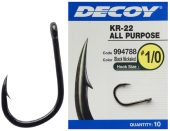 Крючок Decoy KR-22 Black Nickeled #1/0 (10 шт/уп)