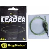 Готовий лідер флюрокарбоновий Ridge Monkey Spectre Fluorocarbon Uni Lead Clip Leader Silt Black 45lb 1m 1шт (арт.