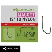 Готовый поводок Korum Xpert Maggot Barbed Size 12 To Nylon 12"/30cm 0.19mm/6Lb 8шт