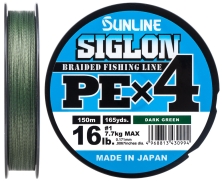 Шнур Sunline Siglon PE х4 150m (темн-зел.) #0.4/0.108mm 6lb/2.9kg