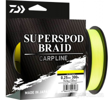 Шнур Daiwa Superspod Braid 300m Hi-Vis Yellow 14.4kg 0.25mm  (12742-325)