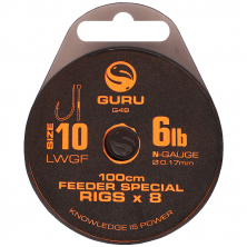 Готовый поводок Guru LWGF Feeder Special Rig Size 10/6lb 8шт 100см