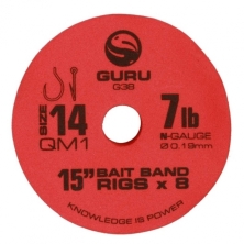 Готові повідці з кільцем Guru Ready Rig 38cm QM1 Bait Band Rigs 18/0,15mm 8шт 