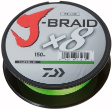 Шнур Daiwa J-Braid X8 150m (Chartreuse) 0.18mm 26.5lb/12kg