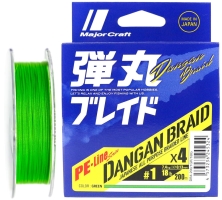 Шнур Major Craft Dangan Braid X4 150m (салат.) #0.6/0.10mm 12lb/4.8kg