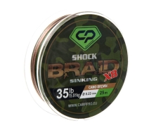 Шок-лідер Carp Pro Diamond Shock Braid PE X8 35lb 25м 0.23мм Camo Brown