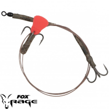 Готовый поводок Rage Predator Twin Treble Trace Barbed 52cm 40lb Size 4 1шт