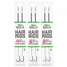 Готовый поводок Korda Basix Hair Rigs Wide Gape 18LB/8,2kg Size 6 2шт