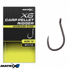 Крючки безбородые Matrix X6 Carp Pellet Rigger Eyed Hooks Barbless Size 10 10шт