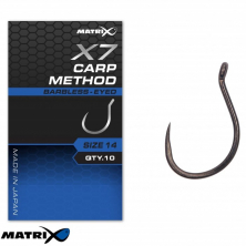 Крючки безбородые Matrix X7 Carp Method Eyed Hooks Barbless Size 12 10шт