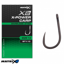 Крючки безбородые Matrix X8 X-Power Carp Eyed Hooks Barbless Size 10 10шт