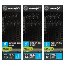 Готовый поводок с безбородым крючком Matrix MXC-3 Boilie Pin Rigs 10cm/4ins Barbless 0,20mm Size 12 8шт