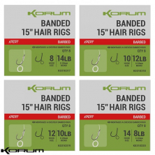 Готовый поводок Korum Banded Hair Rigs Barbed 15" 38cm 8lb Size 14 8pcs