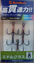 Рыболовный крючок GACHA CRAFT TREBLE HOOK MIDDLE CLASS TH-01 #COLORFULL LAYER