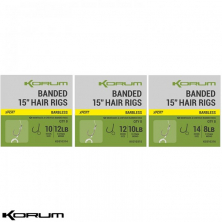 Готовый поводок Korum Banded Hair Rigs Barbless 15" 38cm 10lb Size 12 8pcs