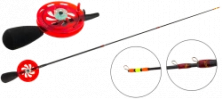 Вудка зимова AKARA Leder c котушкою RED (хлист Hi Carbon medium teleskop 3 составний)