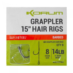 Готовый поводок Korum Grappler Hair Rigs 38cm 10lb Size 12 8шт