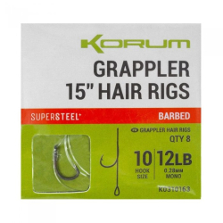 Готовый поводок Korum Grappler Hair Rigs 38cm 10lb Size 12 8шт
