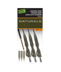 Готовая оснастка Fox Edges Naturals Copper-Core Power Grip Lead Clip Leaders 50lb 75cm x3