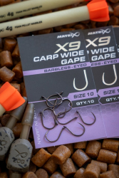 Крючки безбородые Matrix X9 Carp Wide Gape Eyed Hooks Barbless Size 10 10шт
