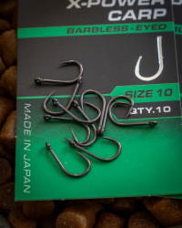 Крючки безбородые Matrix X8 X-Power Carp Eyed Hooks Barbless Size 10 10шт