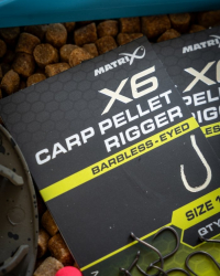 Крючки безбородые Matrix X6 Carp Pellet Rigger Eyed Hooks Barbless Size 10 10шт