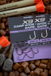 Крючки безбородые Matrix X9 Carp Wide Gape Eyed Hooks Barbless Size 10 10шт