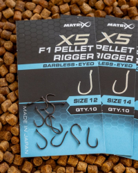 Крючки безбородые Matrix X5 F1 Pellet Rigger Eyed Hooks Barbless Size 12 10шт