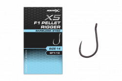 Крючки безбородые Matrix X5 F1 Pellet Rigger Eyed Hooks Barbless Size 12 10шт