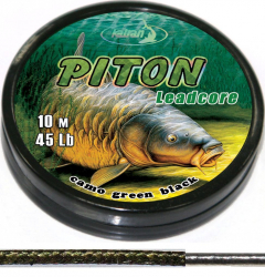 Лидкор Katran Lead core PITON 45lb 10m camo green black