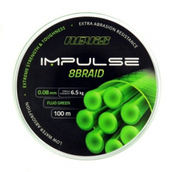 Плетеный шнур Nevis Impulse 8 Braid Fluo Green 0,10mm 7,80kg 100m