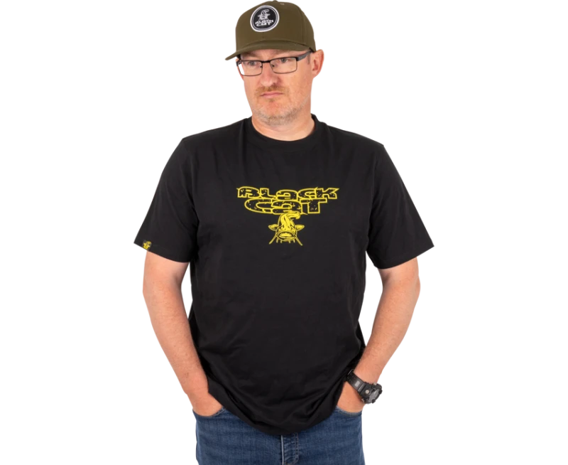 Футболка Black Cat Distressed Logo Black Tee