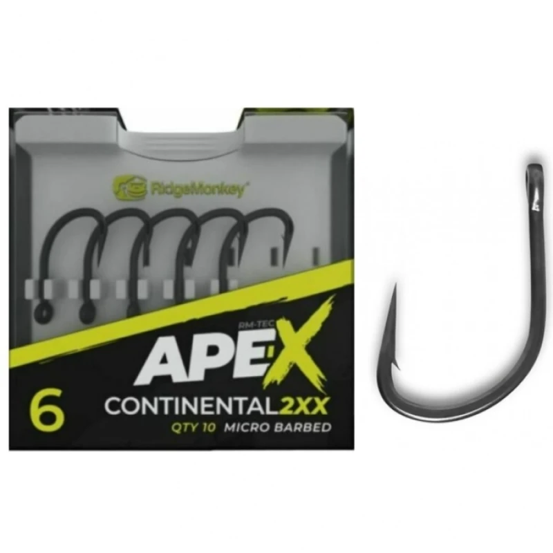 Крючки Ridge Monkey Ape-X Continental 2XX Barbed Size 2