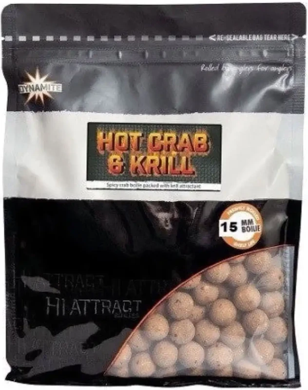 Бойлы Dynamite Baits Hot Crab &amp; Krill Boilie 15mm 1kg