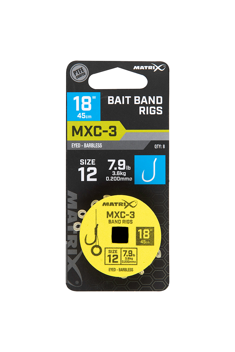 Готовый поводок с безбородым крючком Matrix MXC-3 Bait Band Rigs 45cm/18ins Barbless 0,20mm Size 12 8шт Готовый поводок с безбородым крючком Matrix MXC-3 Bait Band Rigs 45cm/18ins Barbless 0,20mm Size 12 8шт