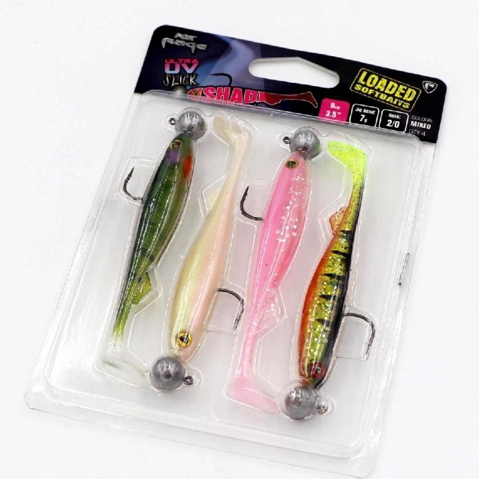 Искусственная приманка Rage Ultra UV Slick Shad Loaded 9cm 7g 2/0 x 4 9cm 7g 2/0 4шт